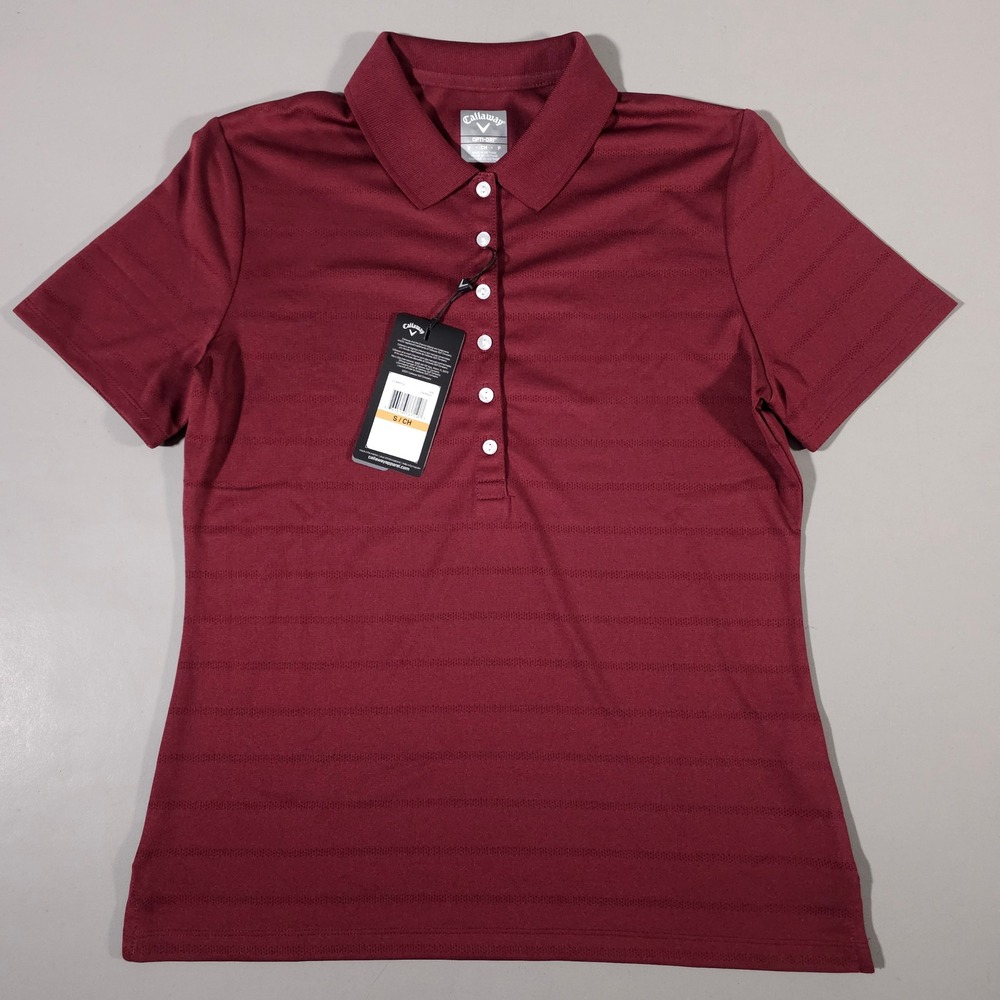 Callaway Polo Shirt Women S‎ Zinfandel Burgundy Opti-Dri Golf Top CGW437SU
